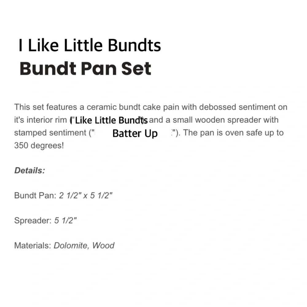 Mud Pie I Like Little Bundts Pan Set